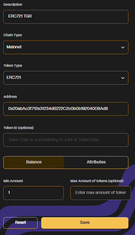 ERC721 Balance-based TGR example